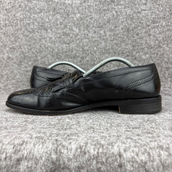 ✅VTG French Shriner Mens 10M Black Leather Wingtip Kiltie Tassel Loafers Classic main image 11